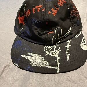 Nike Black Graphic Cap with Red and White Accents